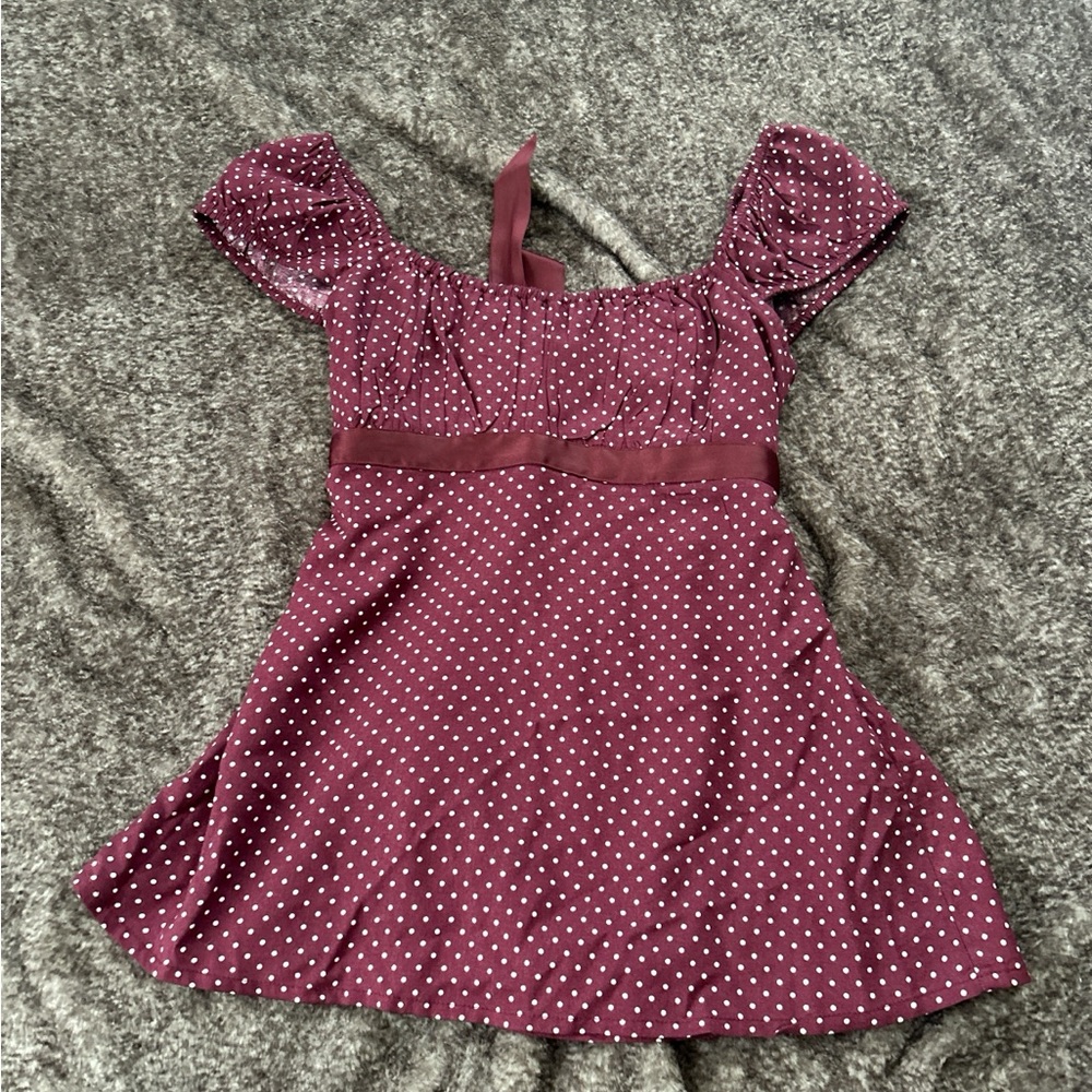Hollister Maroon Polka Dot Off-Shoulder Top